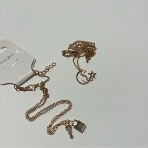 Gold Moon and Star Necklace